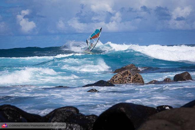 The Hookipa rocks - JP Aloha Classic PWA World Tour 2013 ©  Crowther / PWA World Tour http://pwaworldtour.com/